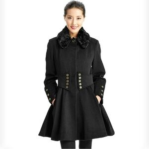 Betsey Johnson Coat Corset style peplum black Sz 10